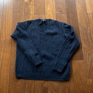 Navy cable knit v-neck sweater VUARNET SPORT Size Medium